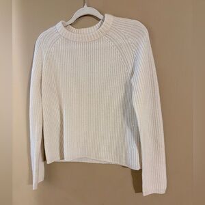 Jenni Kayne 100% Cashmere Fisherman Sweater XS Ivory Luxury Boxy $395